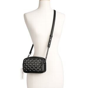 Rebecca Minkoff Black Quilted Studded Vegan Leather Crossbody Bag - NWT